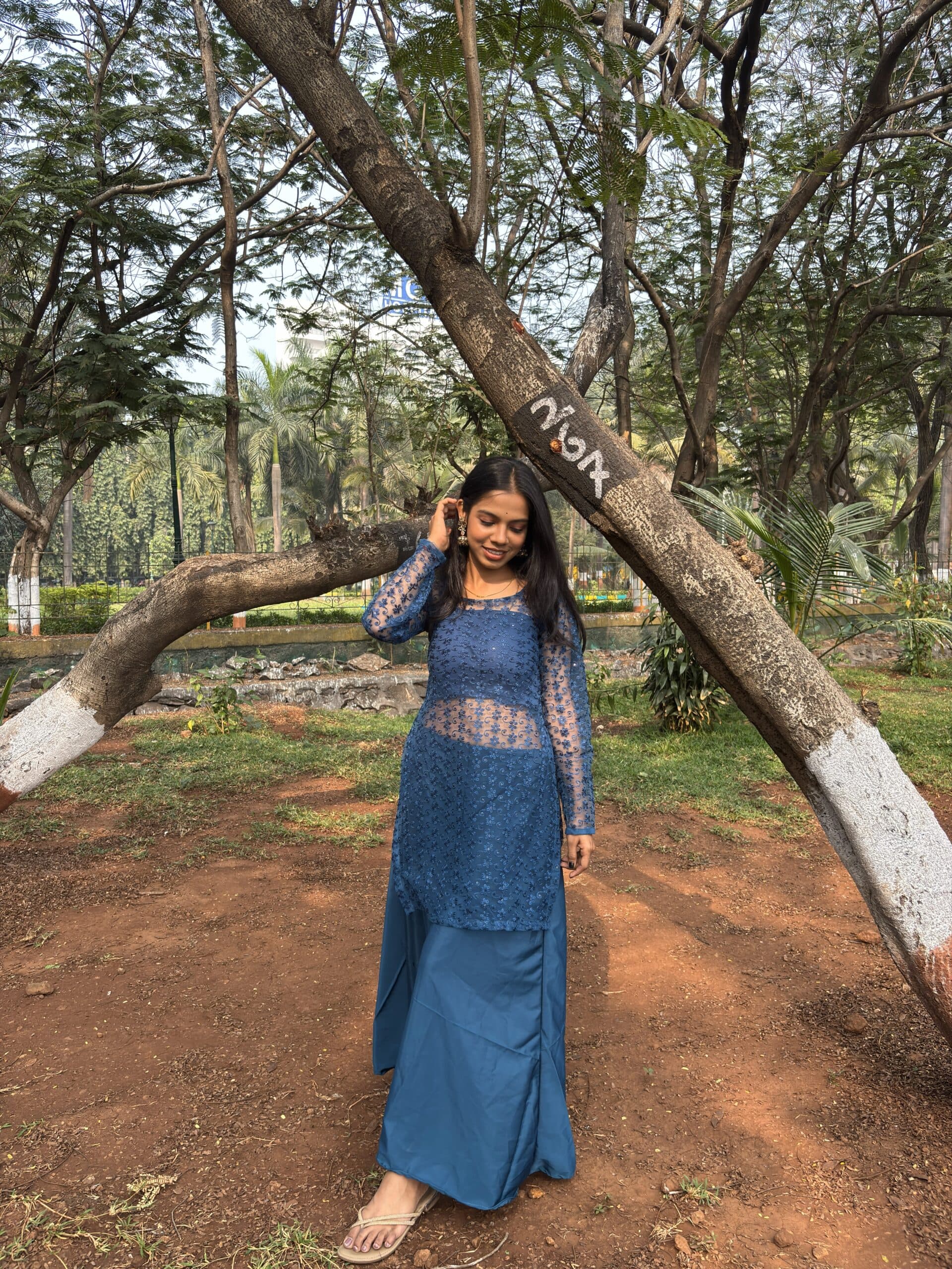 Ira - Royal sapphire blue flared Plazo and Kurti — Image 2