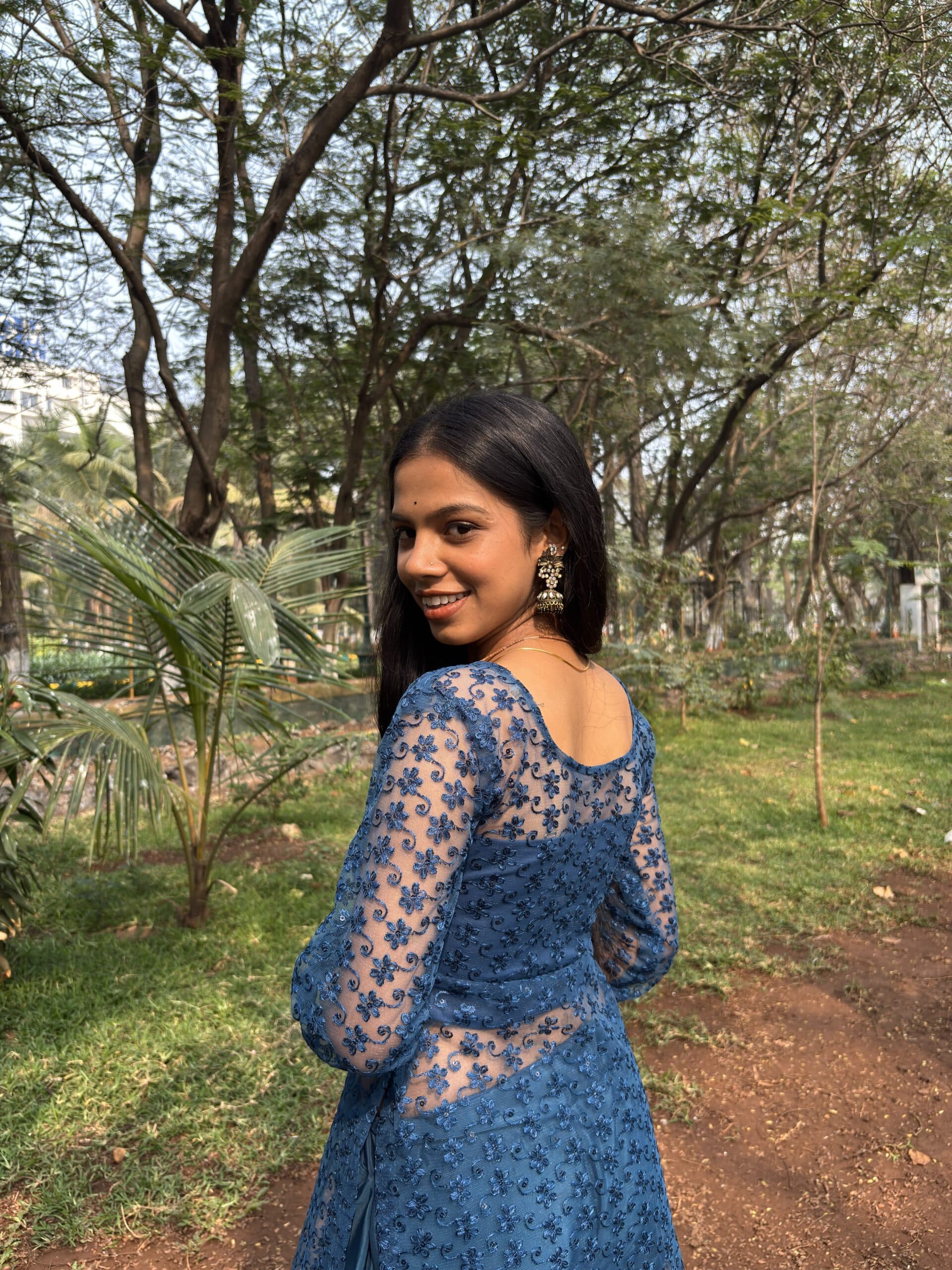 Ira - Royal sapphire blue flared Plazo and Kurti — Image 3