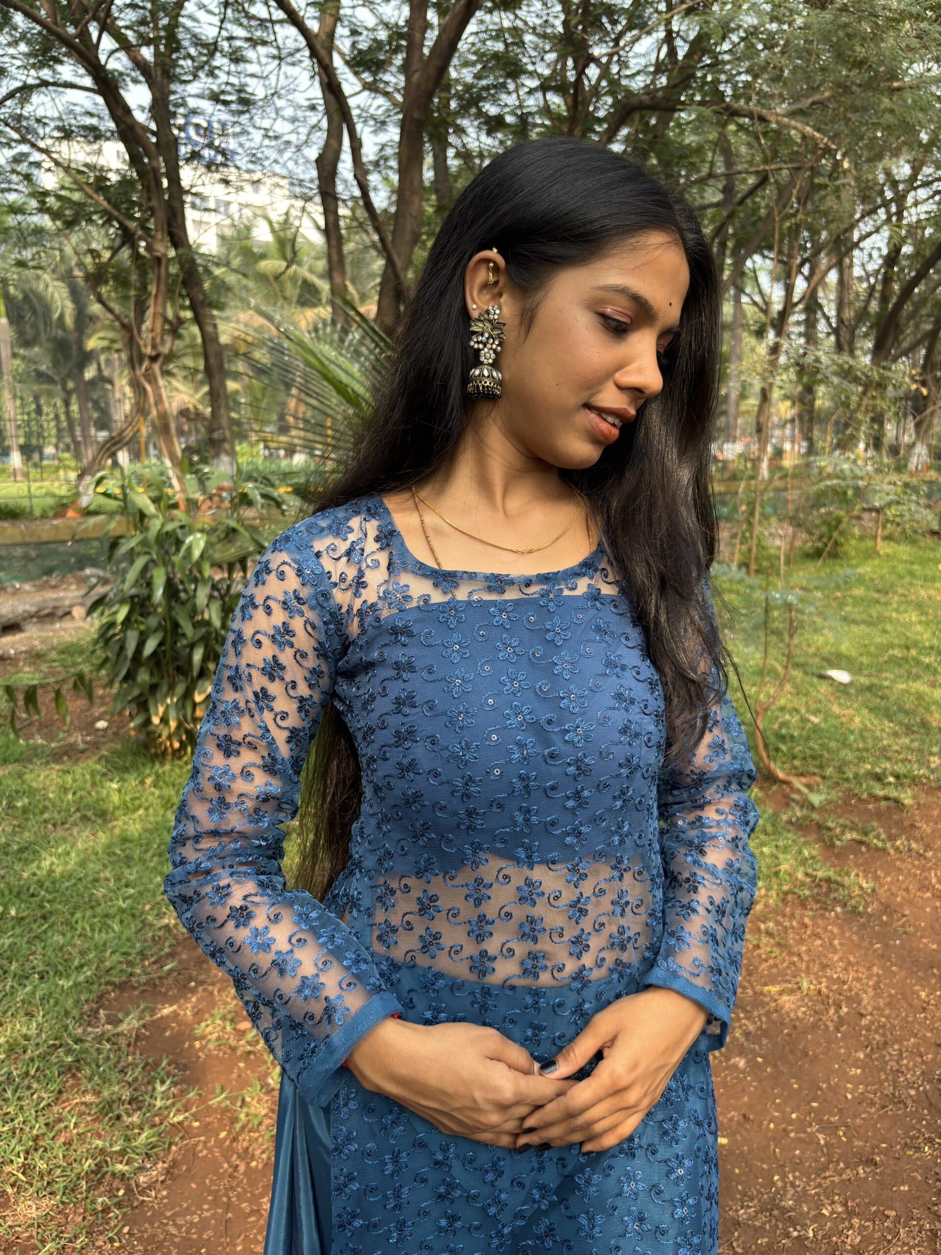 Ira - Royal sapphire blue flared Plazo and Kurti — Image 4