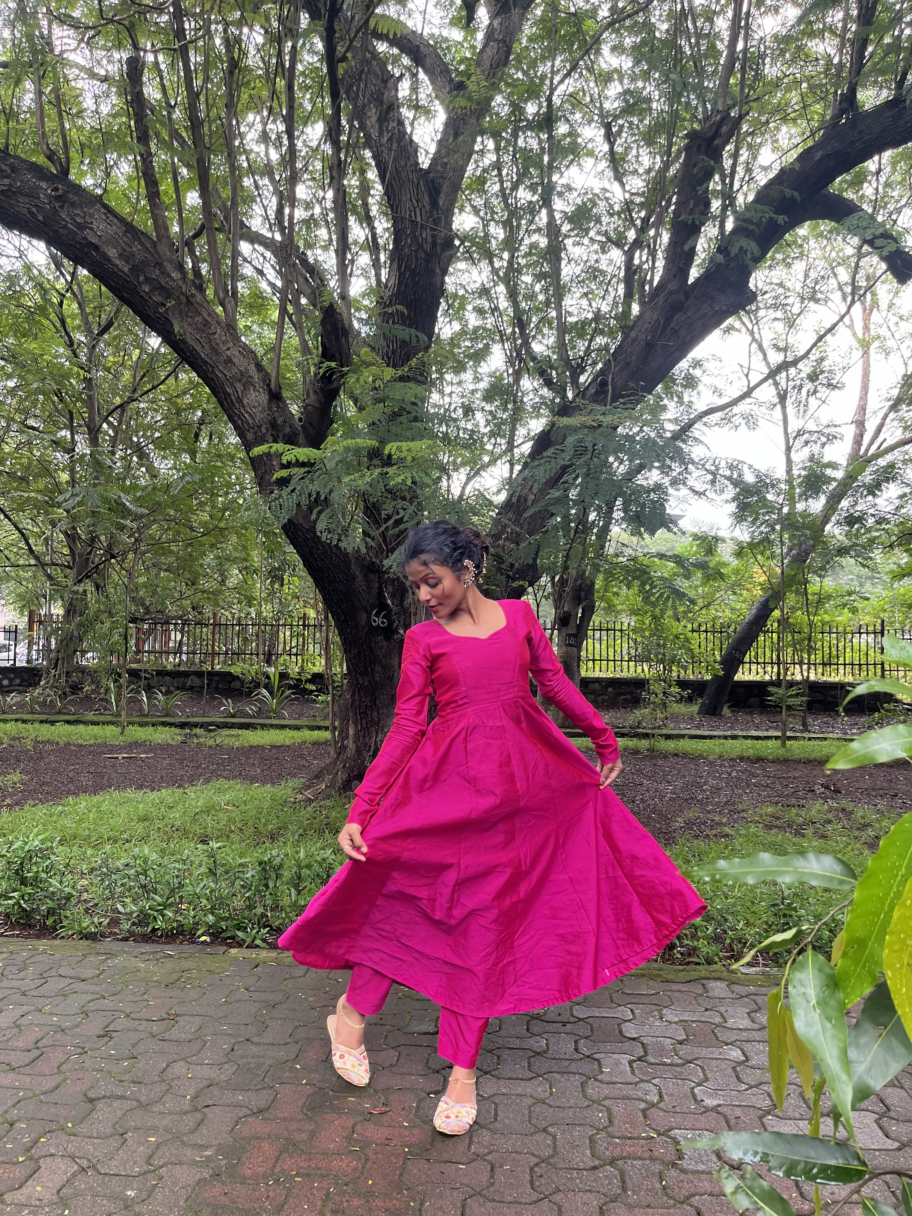 Pink Anarkali Maxi Kurta with Pant