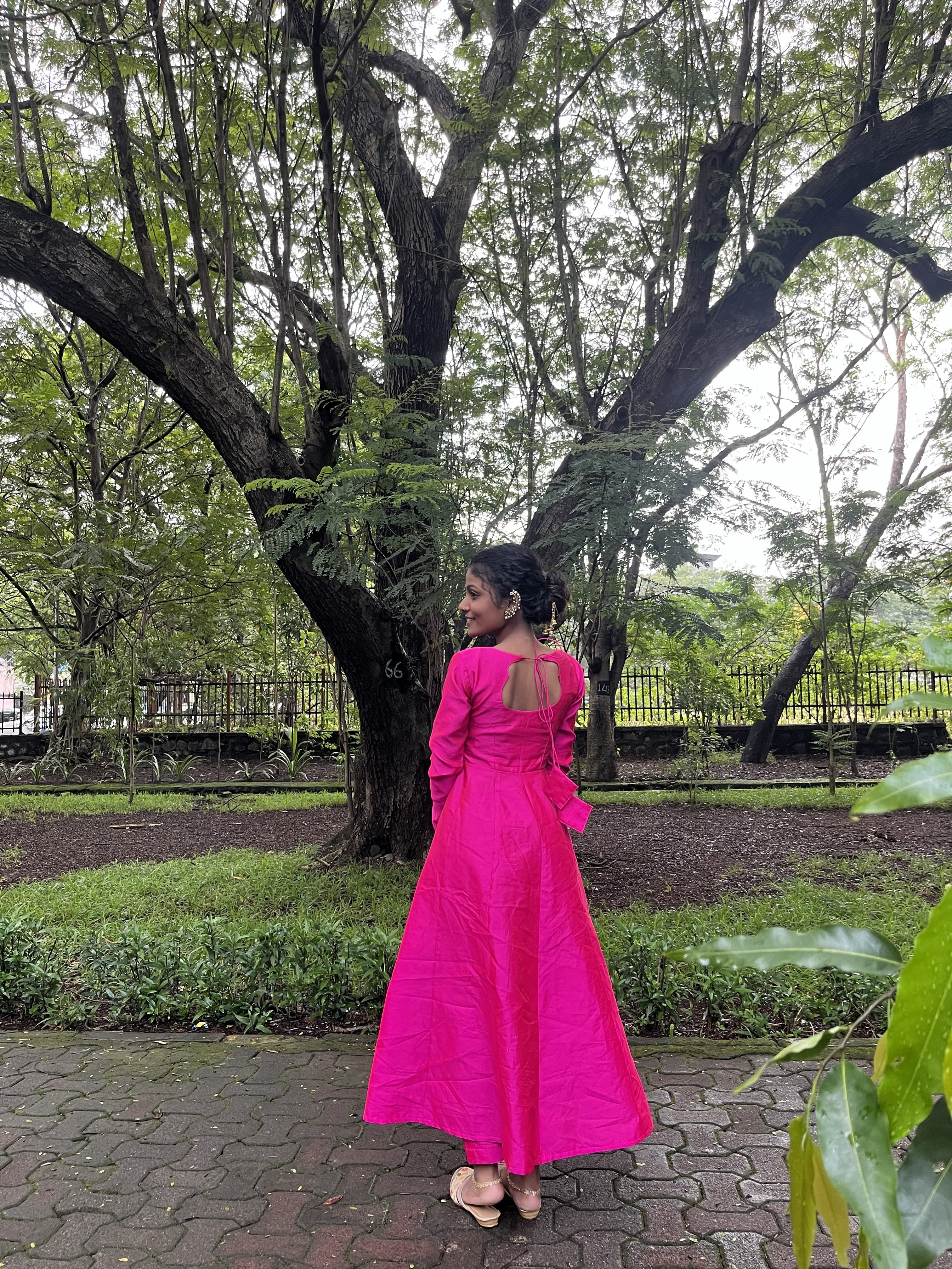 Pink Anarkali Maxi Kurta with Pant — Image 2