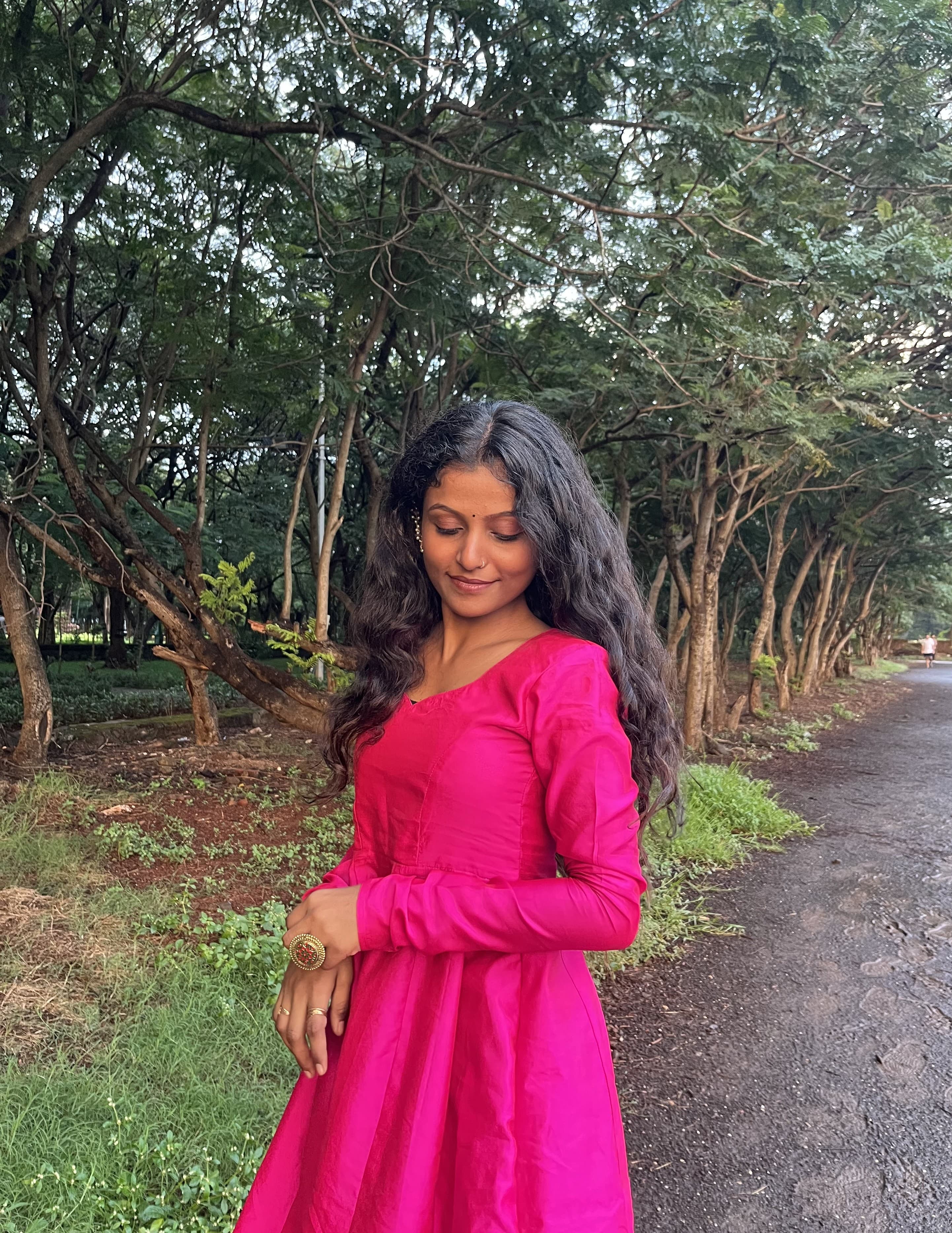 Pink Anarkali Maxi Kurta with Pant — Image 3